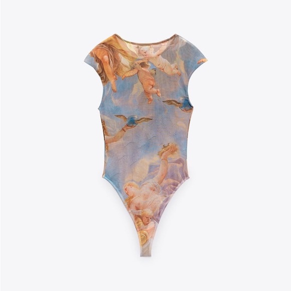 ZARA Printed Tulle Bodysuit - Picture 11 of 11
